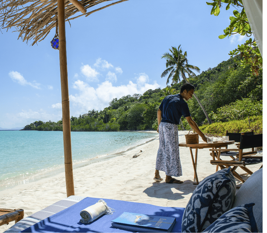 Castaway private picnic experience at Bawah Reserve, Indonesia.
